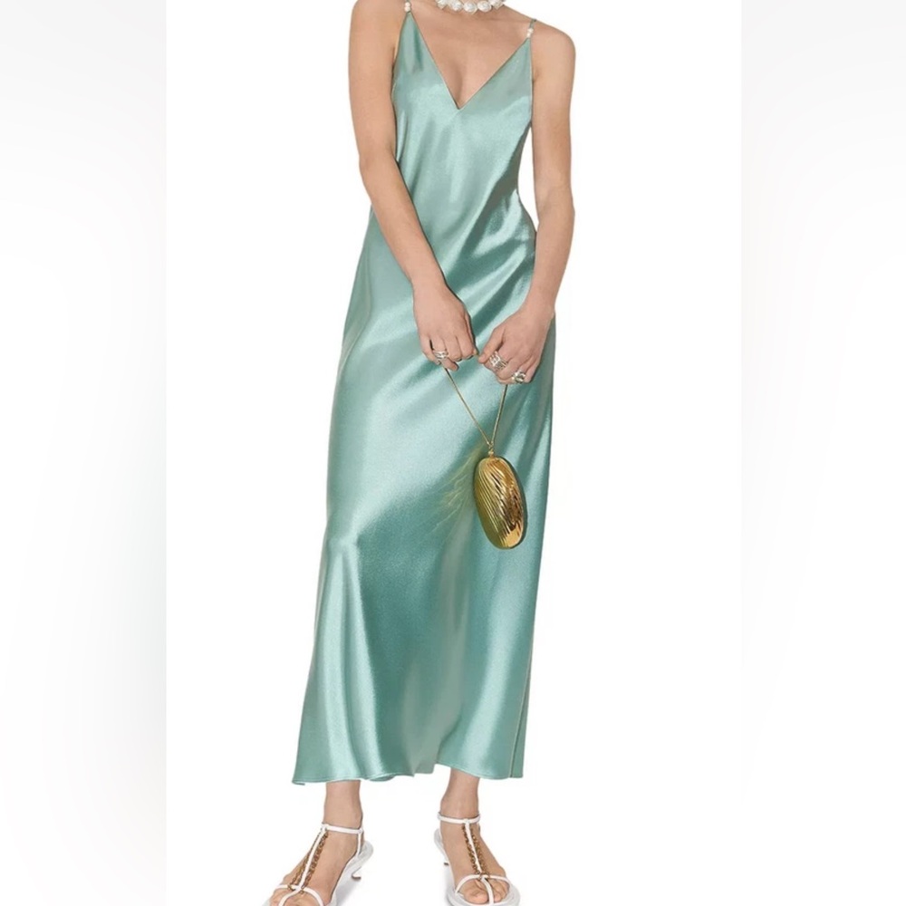 Galvan London Sage Green Satin Dress